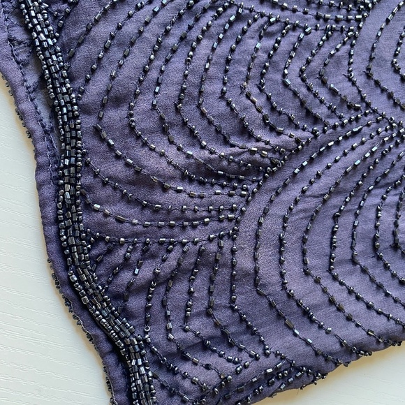 Pisarro Nights NWT Beaded Cap Sleeve Cocktail Dress Slate Purple Lined Size 2 - Picture 7 of 16